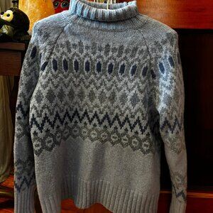Vineyard Vines Blue Patterned Fair Isle Women's Sweater Merino Wool Size Small